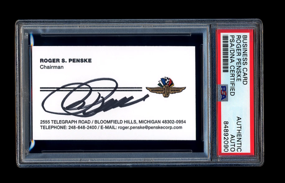 ROGER PENSKE SIGNED MINT BUSINESS CARD PSA/DNA AUTOGRAPH INDY NASCAR TEAM OWNER - Image 1 of 1