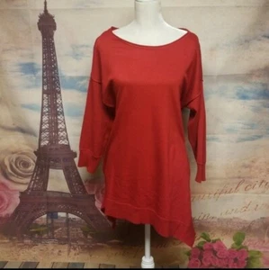 verve ami Red Knitted Asymmetrical Sweater sz XL - Picture 1 of 7