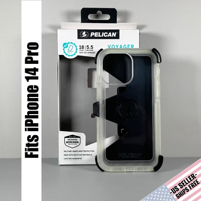 Pelican Voyager Case for iPhone 14 Pro - Clear w/ Holster Clip | Swivel Stand - Image 1 of 4