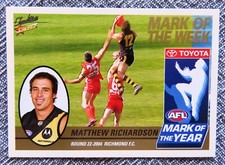 2005 Select Tradition AFL MARK OF THE YEAR Card: MATTHEW RICHARDSON (Richmond)