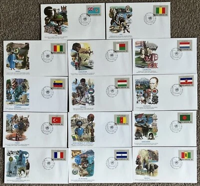 1980 UNITED NATIONS FLAG SERIES SET 14 DECIMAL STAMP FLEETWOOD FIRST DAY COVER#1 - Image 1 of 4