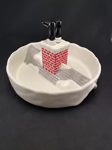 Department 56 Santa Claus In Chimney Ceramic Christmas Divided Serving Dish - Picture 1 of 9