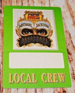 Michael Jackson 1992 Dangerous Concert Tour Equipaggio Locale Backstage Pass Verde Otto - Foto 1 di 2