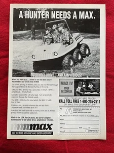 Vintage 1993 Max 6 Wheel Drive Amphibious Vehicle Print Ad - Picture 1 of 7
