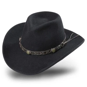 Wollhut Westernhut Cowboyhut Country Outdoor Stars & Stripes »WALKER« Schwarz - Picture 1 of 1