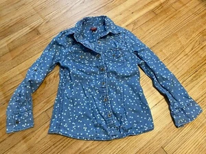 Arizona Jean Co. Girl 8 Button Down Blue Shirt Heart Detail  - Picture 1 of 9