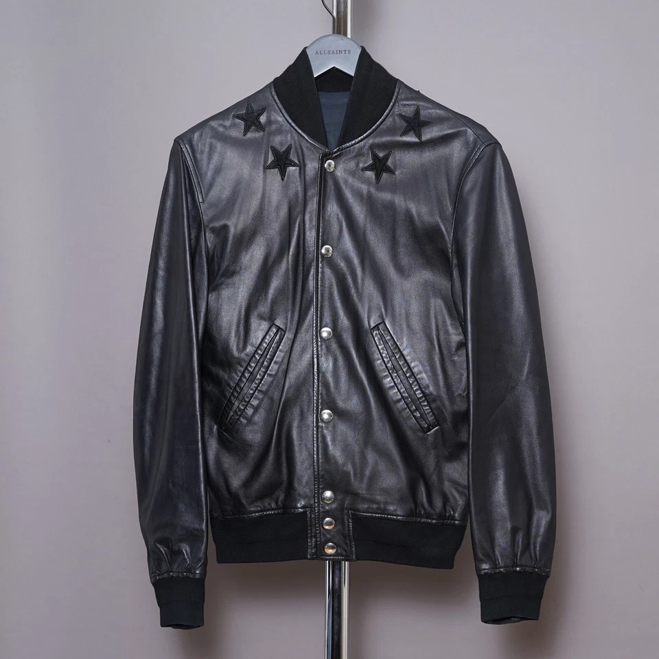 GIVENCHY Leather Jacket Mens Biker Bomber Celebrity Grail Star Varsity Teddy 44 - Image 1 of 4