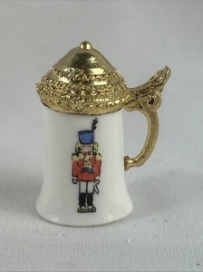 Christmas Beer Stein Thimble Nutcracker Enesco 1985 Bone China - Picture 1 of 5