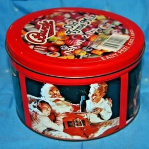COCA COLA COKE Tin cannister Christmas Santa with Kids Bunte candy 1990 - Picture 1 of 9