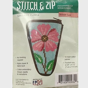 Needlepoint Stitch & Zip Kit Pink Flower SZ932 Scissor Case self finish beginner - Picture 1 of 1