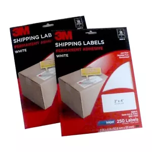 Lote de 2 paquetes de etiquetas de envío blancas 3M 3200-S 2 x 4 inyección de tinta 250/ea. (500 etiquetas) - Imagen 1 de 2