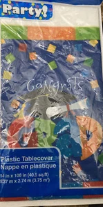 Congrats Grad Plastic Graduation Party Table Cover 54" x 108" NEW Decor - Picture 1 of 4