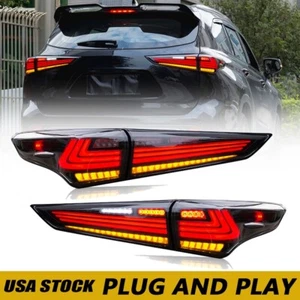 LED Tail lights For Toyota Highlander 2021-2023 Smoke Rear Lamps Start Animation - Picture 1 of 19