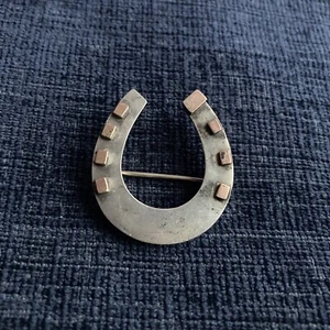 antique sterling silver gold horseshoe brooch - Picture 1 of 7