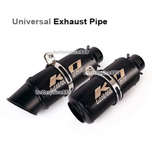 60~51mm Motorcycle Bike ATV Exhaust Muffler Pipe Black Silencer Tail Escape - Picture 1 of 12