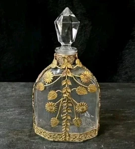 Antiker Baccarat Kristall Bronze Ormolu Parfüm Flakon facettierter Diamant Dauber - Bild 1 von 9