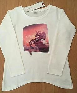 ESPRIT GIRLS' COTTON MIX OFF WHITE LONG SLEEVE TOP WITH UNICORN PRINT 4-5 YEARS - Picture 1 of 4