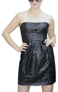 NEU BCBGMAXAZRIA CAROLE SCHWARZ TRÄGERLOSES PAILLETTENKLEID GRÖSSE 10 Einzelhandel $ 308 - Bild 1 von 10