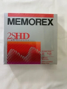 Memorex 2S/HD 5 1/4" Floppy Diskettes 5 boxes of 10 (Total 50-Disks) NEW Sealed - Afbeelding 1 van 4
