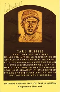 Carl Hubbell Signed Autographed HOF Plaque Postcard PSA/DNA - Picture 1 of 3