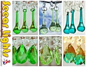 AUSWAHL AN GRÜNEN KLEUCHTERN GESCHNITTENES GLASKRISTALLE TROPFEN PERLENLICHT TEILE KUGEL ODER OVAL - Bild 1 von 90