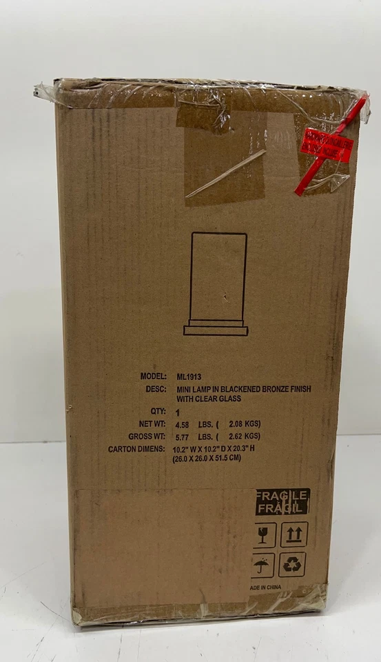 Meyer & Cross Perabo 13,25 pulgadas Mini lámpara de vidrio transparente con luz ascendente de bronce ennegrecido Foto 1 de 2