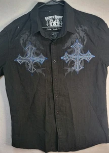 Ochenta y ocho botones manga larga negro con cruces azules XL - Imagen 1 de 6
