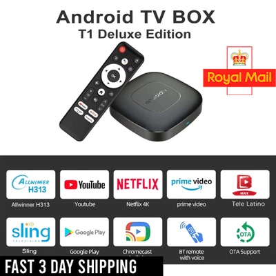 2025 Smart TV Box Netflix Android 13 4K HD Stream Player WiFi Bluetooth Voice RC - Image 1 of 4