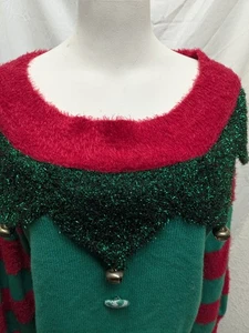 33 Grad Damen Gr. XLarge Weihnachtspullover rot grün Glocken Spaß festlich - Bild 1 von 6