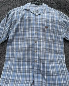 Camicia uomo Carhartt con bottoni manica corta a quadri blu grande vestibilità rilassata grande - Foto 1 di 9