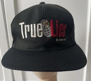 Vintage True Lies Film 1994 schwarz Schulleiter Druckknopflasche Mütze - Bild 1 von 13