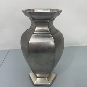 Pottery Barn Pewter Metal Vase Decor Gray Silver 10 Inch - Picture 1 of 8