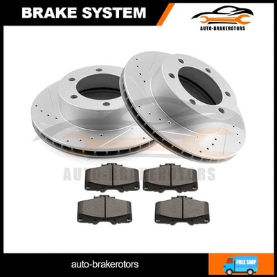 Taladro delantero 2 rotores de freno con 4 pastillas de cerámica para Toyota 4Runner Tacoma 1995-2002 Foto 1 de 4