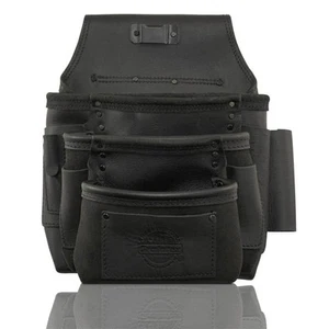 10-Pocket Black Ambassador Series Top Grain Leather Nail and Tool Pouch - Picture 1 of 3