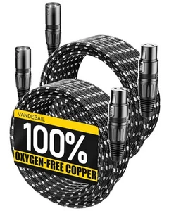 XLR-Kabel 20 Fuß 2er-Pack, Nylon geflochten XLR-Verlängerung Mikrofonkabel, OFC Shi... - Bild 1 von 8