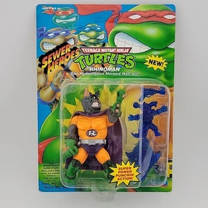 Rhinoman Unpunched- Vintage 1993 TMNT Teenage Mutant Ninja Turtles MOC W/ Case - Picture 1 of 15