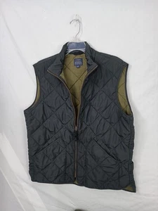 J. Crew Authentic Outerwear Men's Large Black Full Zipper Quilted Puffer Vest - Picture 1 of 8