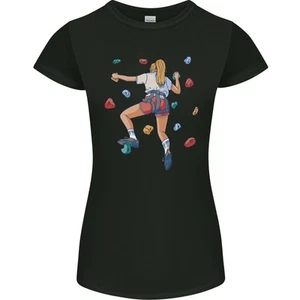 Female Rock Climber Climbing Wall Womens Petite Cut T-Shirt - Picture 1 of 23