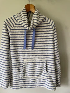 Tu Woman's Cosy Fleece Blue and White Stripe Top Size M - Picture 1 of 3
