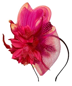 Fascinator Headband Pink Adjustable For Wearing On Side Or Top Handcrafted - Picture 1 of 5