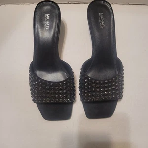Sandalias Michael Kors para mujer negras de tacón sin cordones talla 9M - Imagen 1 de 10