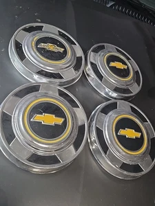 (4) OEM 1973-1987 Chevy Pickup Truck Squarebody Dog Dish Hubcaps C10 K10 1500  - Picture 1 of 10