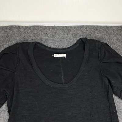 Free People Women's Size XL Black Textured Puff Short Sleeve Cropped Top Boho - Image 1 of 4