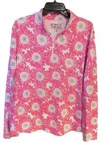 Polo deportivo Ibkul 2XL rosa margaritas blanco pickleball golf pickleball tela sol - Imagen 1 de 7