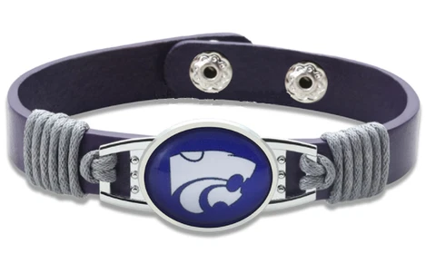 New Kansas State Wildcats Leather Adjustable Bracelet, Gift for Her Mom Him Dad Cover