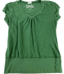 self esteem girls short sleeve green shirt v-neck size L large - Picture 1 of 5