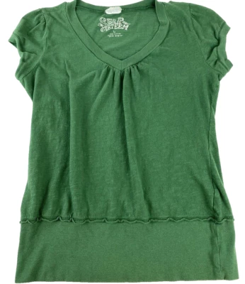 Camisa verde manga corta autoestima niñas cuello en V talla L grande Foto 1 de 4