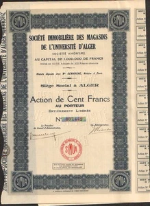 Société Immobilière des Magasins de l'Université d'Alger (ALGÉRIE) (B) - Foto 1 di 1