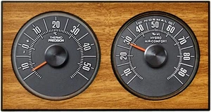 Historische original 1972 Wetterstation Thermometer Hygrometer Design Eiche - Bild 1 von 5