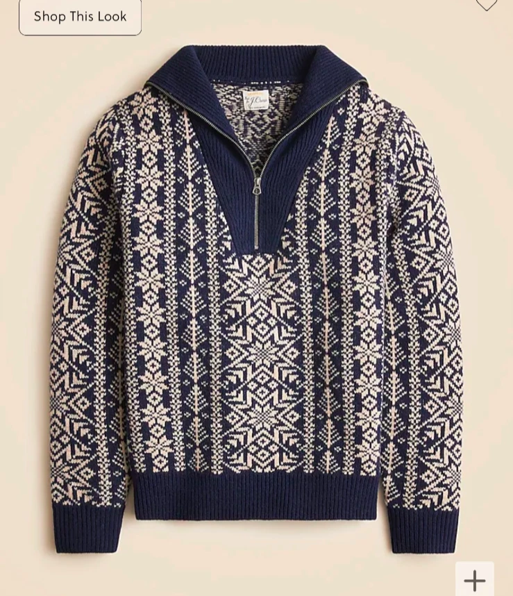 J.Crew Fair Isle lambswool half-zip sweater Deep-Navy Size XS CE383
